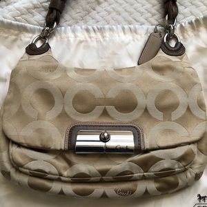 tan coach shoulder purse